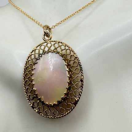 Vintage Mother Of Pearl Gold Filled Necklace