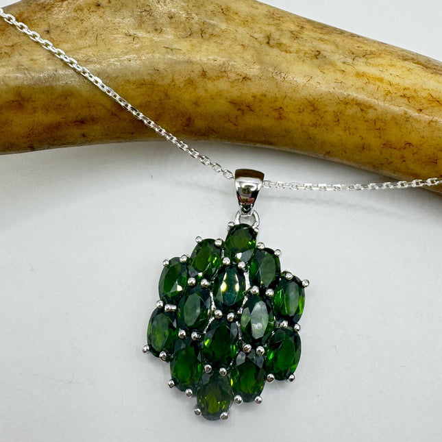 Vintage Green Chrome Diopside Choker 925 Sterling Silver Necklace