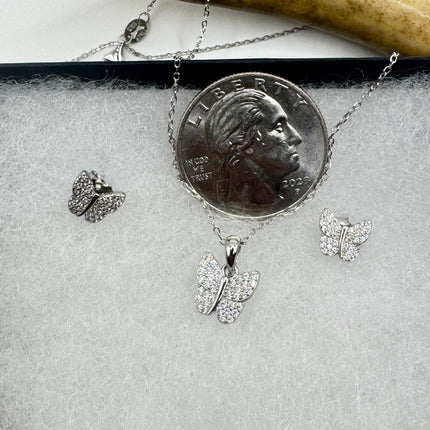 Vintage Butterfly Set | 925 Sterling Silver Necklace and Earrings | Elegant Jewelry Gift-TomWayne Jewelers