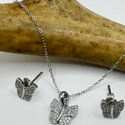Vintage Butterfly Set | 925 Sterling Silver Necklace and Earrings | Elegant Jewelry Gift-TomWayne Jewelers