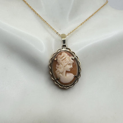 Vintage Cameo Pendant Necklace: GF Gold Filled Charm, Delicate Chain-Necklaces-TomWayne Jewelers