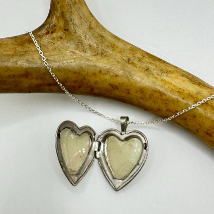 Vintage Etched Heart Photo Locket: 925 Sterling Silver Necklace-Lockets-TomWayne Jewelers