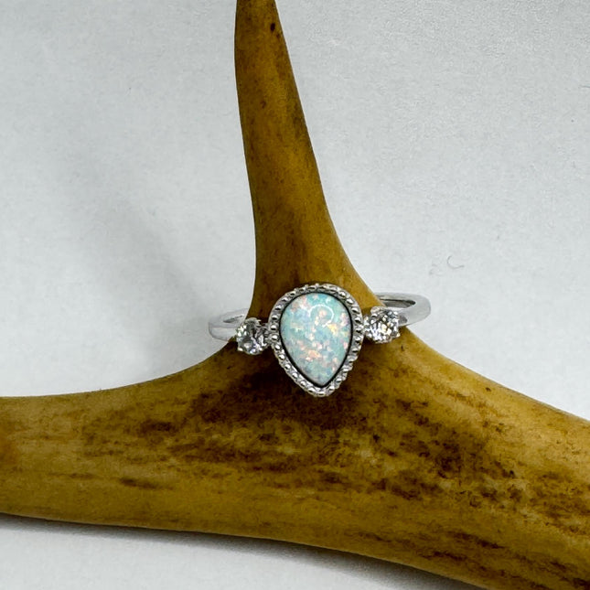Vintage Fire Opal Sterling Silver Ring: Promise, Wedding, Stacking-Rings-TomWayne Jewelers