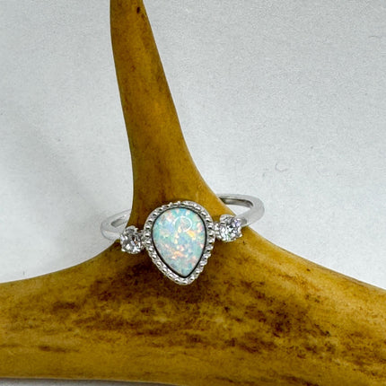 Vintage Fire Opal Sterling Silver Ring: Promise, Wedding, Stacking-Rings-TomWayne Jewelers