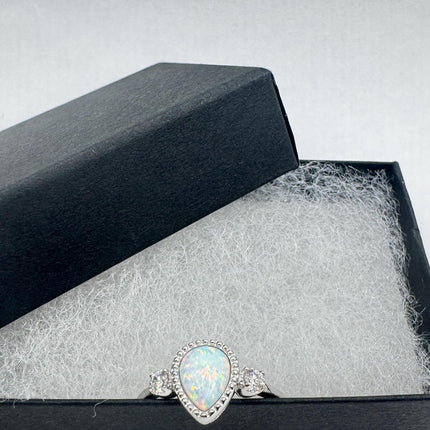 Vintage Fire Opal Sterling Silver Ring: Promise, Wedding, Stacking-Rings-TomWayne Jewelers