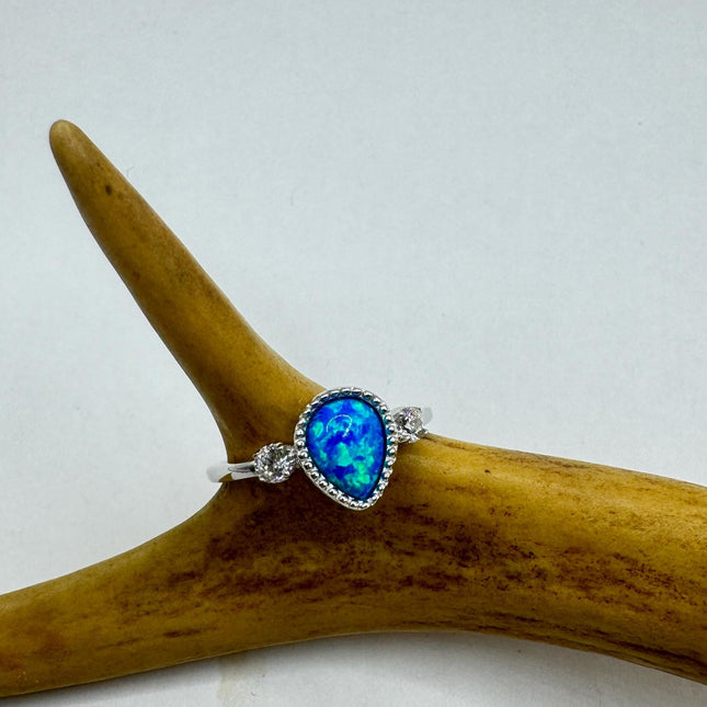 Vintage Fire Opal Sterling Silver Ring: Promise, Wedding, Stacking-Rings-TomWayne Jewelers