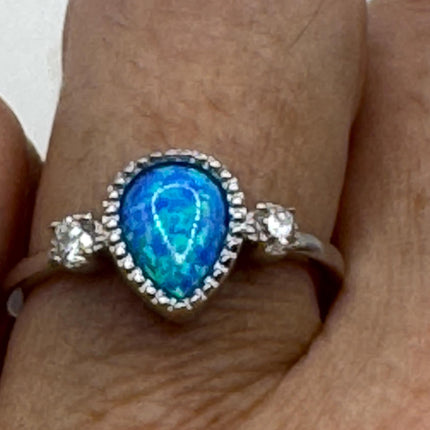 Vintage Fire Opal Sterling Silver Ring: Promise, Wedding, Stacking-Rings-TomWayne Jewelers