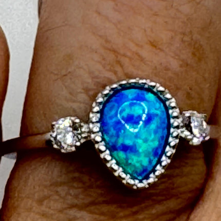 Vintage Fire Opal Sterling Silver Ring: Promise, Wedding, Stacking-Rings-TomWayne Jewelers
