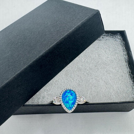 Vintage Fire Opal Sterling Silver Ring: Promise, Wedding, Stacking-Rings-TomWayne Jewelers