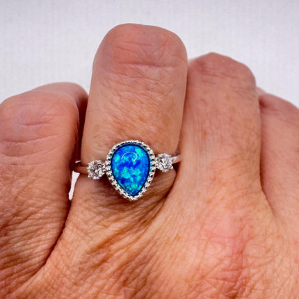 Vintage Fire Opal Sterling Silver Ring: Promise, Wedding, Stacking-Rings-TomWayne Jewelers