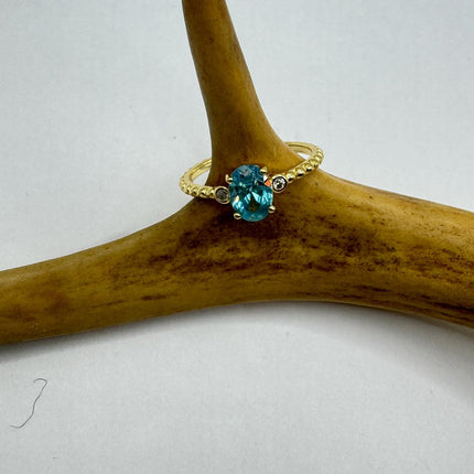 Vintage Blue Topaz White Sapphires Gold 925 Sterling Silver Ring-Rings-TomWayne Jewelers