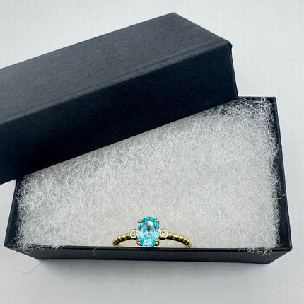 Vintage Blue Topaz White Sapphires Gold 925 Sterling Silver Ring-Rings-TomWayne Jewelers
