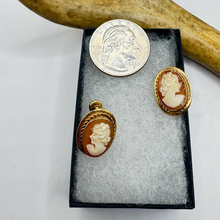 Vintage Cameo Clip-On Earrings: Gold Filled Screw ons