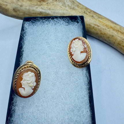 Vintage Cameo Clip-On Earrings: Gold Filled Screw ons