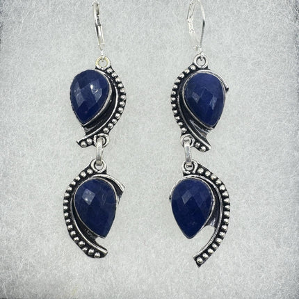 Vintage Cobalt Blue Lapis Lazuli Silver Earrings | 925 sterling Silver Lever Backs