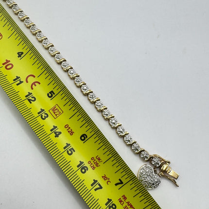 Vintage Diamond Chip Heart Bracelet Golden 925 Sterling Silver