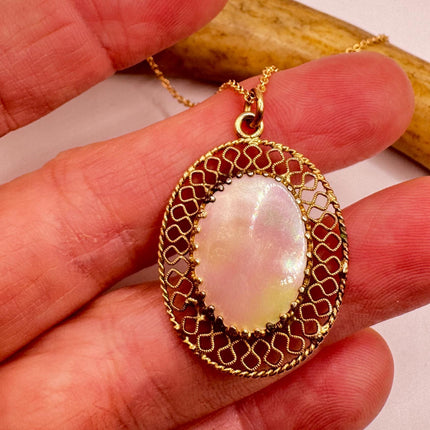Vintage Mother Of Pearl Gold Filled Necklace