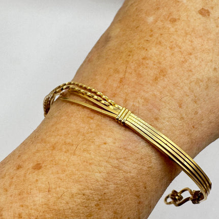 Gold Filled Bangle Bracelet: Modernist Statement Cuff