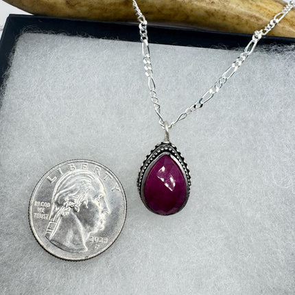 Vintage Pink Ruby Choker Necklace - Bronze and 925 Sterling Silver