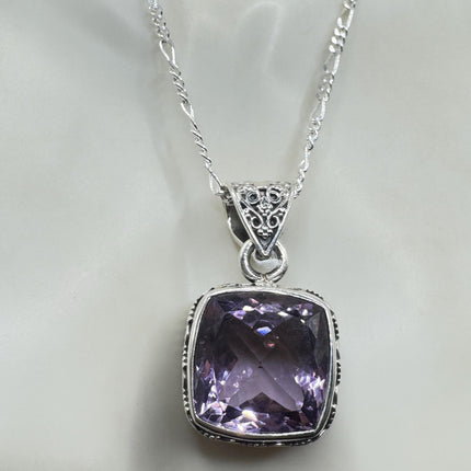 Vintage Purple Amethyst Necklace | Gemstone 925 Sterling Silver