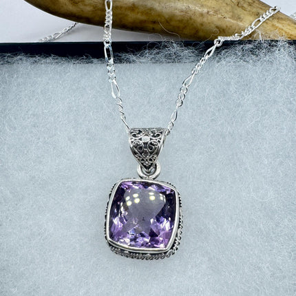 Vintage Purple Amethyst Necklace | Gemstone 925 Sterling Silver