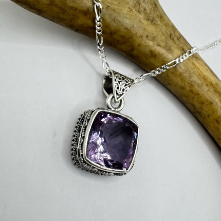 Vintage Purple Amethyst Necklace | Gemstone 925 Sterling Silver