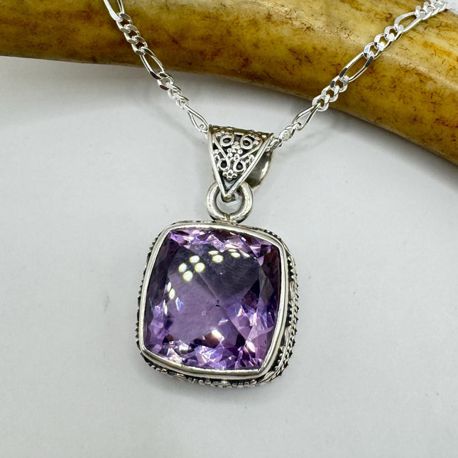 Vintage Purple Amethyst Necklace | Gemstone 925 Sterling Silver