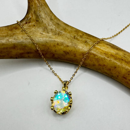 Vintage Golden Choker Necklace 925 Sterling Silver White Mystic Topaz