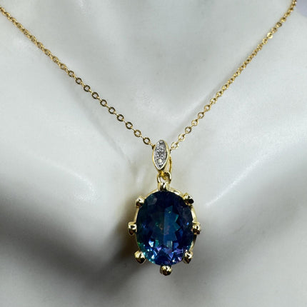 Vintage Golden Choker Necklace 925 Sterling Silver Blue Mystic Topaz