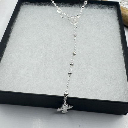 925 Sterling Silver Vintage Rosary with Crucifix Pendant - Dainty Prayer Necklace