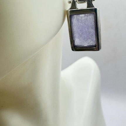 Vintage Silver Jade Earrings | Lavender Purple Fun Jade Small Dangle Earrings | 925 Sterling Silver