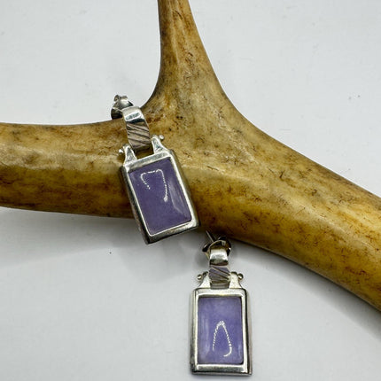Vintage Silver Jade Earrings | Lavender Purple Fun Jade Small Dangle Earrings | 925 Sterling Silver