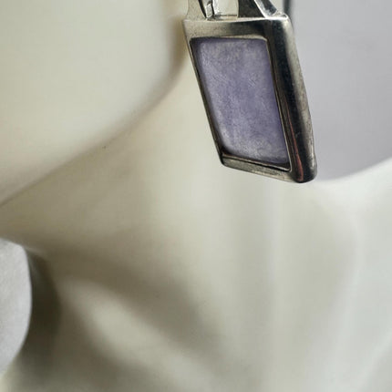Vintage Silver Jade Earrings | Lavender Purple Fun Jade Small Dangle Earrings | 925 Sterling Silver
