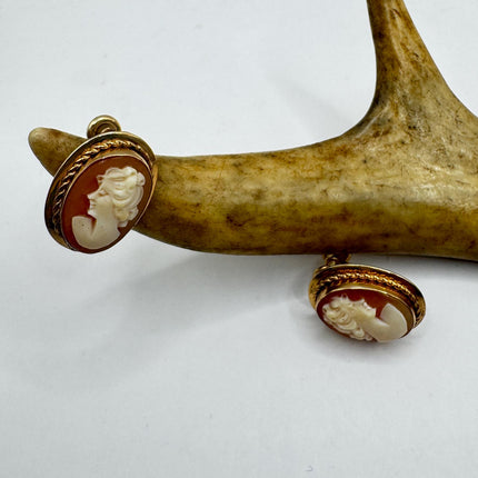 Vintage Cameo Clip-On Earrings: Gold Filled Screw ons