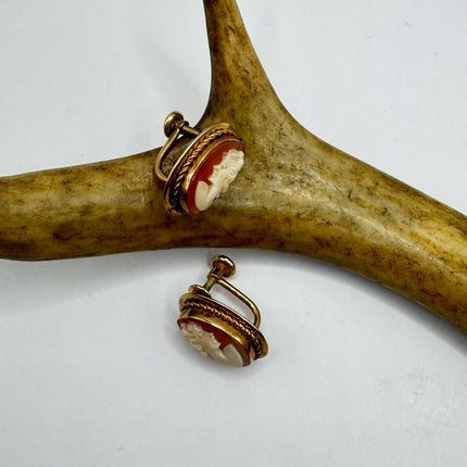 Vintage Cameo Clip-On Earrings: Gold Filled Screw ons