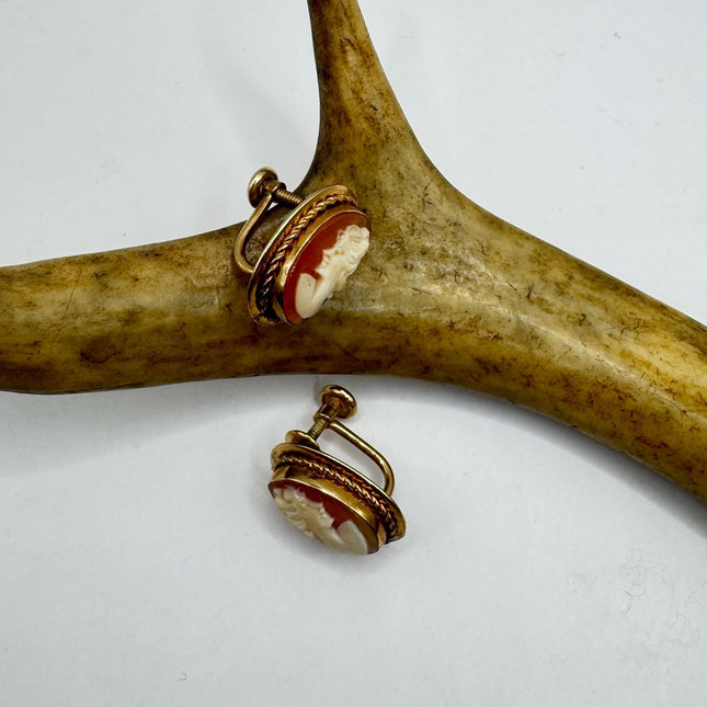 Vintage Cameo Clip-On Earrings: Gold Filled Screw ons