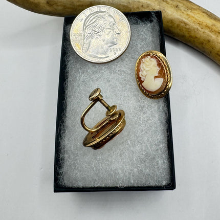 Vintage Cameo Clip-On Earrings: Gold Filled Screw ons