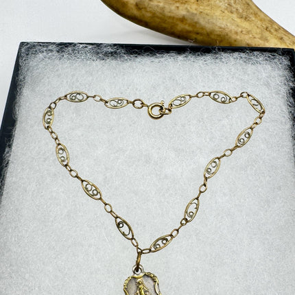 Vintage Chistian Bracelet: Gold Filled Cross Pendant, Prayer Beads
