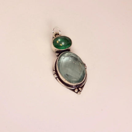 Vintage Aqua Blue Crystal 925 sterling silver chain necklace