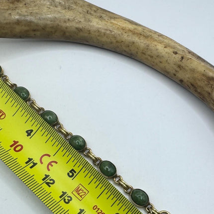 Vintage Green Jade Gold Filled Bracelet - Minimal Everyday Layered Stacking - Dainty Simple Design