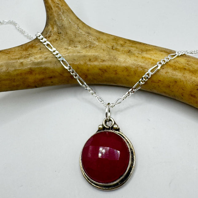 Vintage Pink Ruby Choker Necklace - Bronze and 925 Sterling Silver