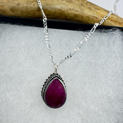 Vintage Pink Ruby Choker Necklace - Bronze and 925 Sterling Silver