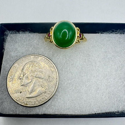 Vintage Gold Jade Ring | Golden Bronze Cocktail Ring | Adjustable