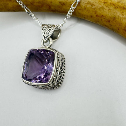 Vintage Purple Amethyst Necklace | Gemstone 925 Sterling Silver