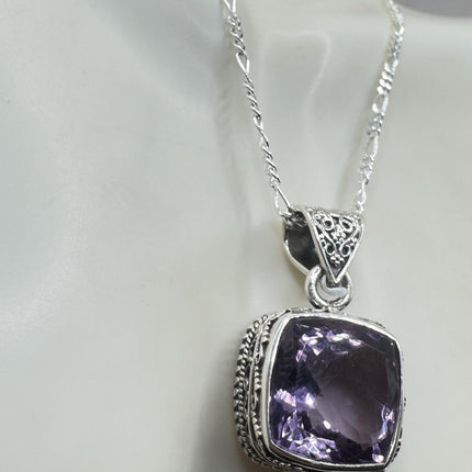 Vintage Purple Amethyst Necklace | Gemstone 925 Sterling Silver