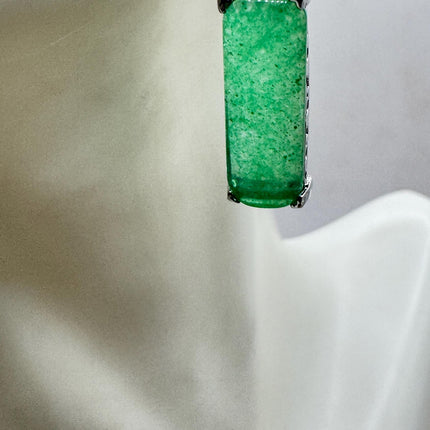 Vintage Green Jade Dangle Lucky Silver Earrings