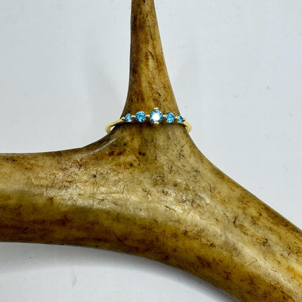 Vintage Blue Iolite Promise Ring Wedding Band - Gold 925 Sterling Silver