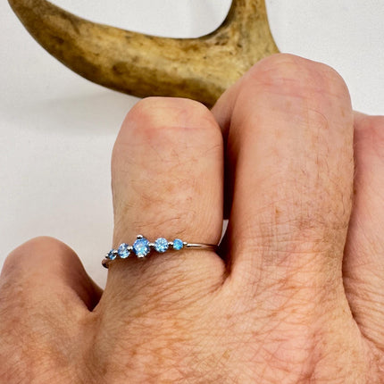 Vintage Blue Iolite Promise Ring Wedding Band 925 Sterling Silver