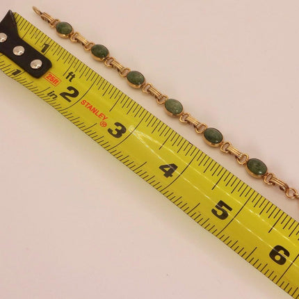 Vintage Green Jade Gold Filled Bracelet - Minimal Everyday Layered Stacking - Dainty Simple Design