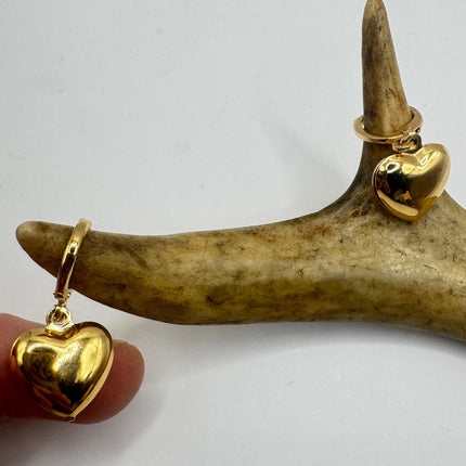Heart Hoop Earrings: Vintage Gold Filled Style (Lightweight, 1")